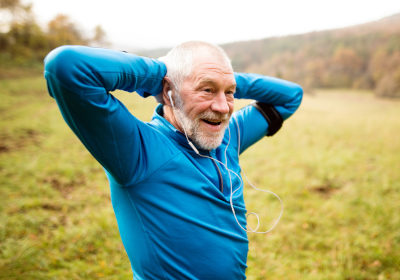 Older gent taking exercise outdoors